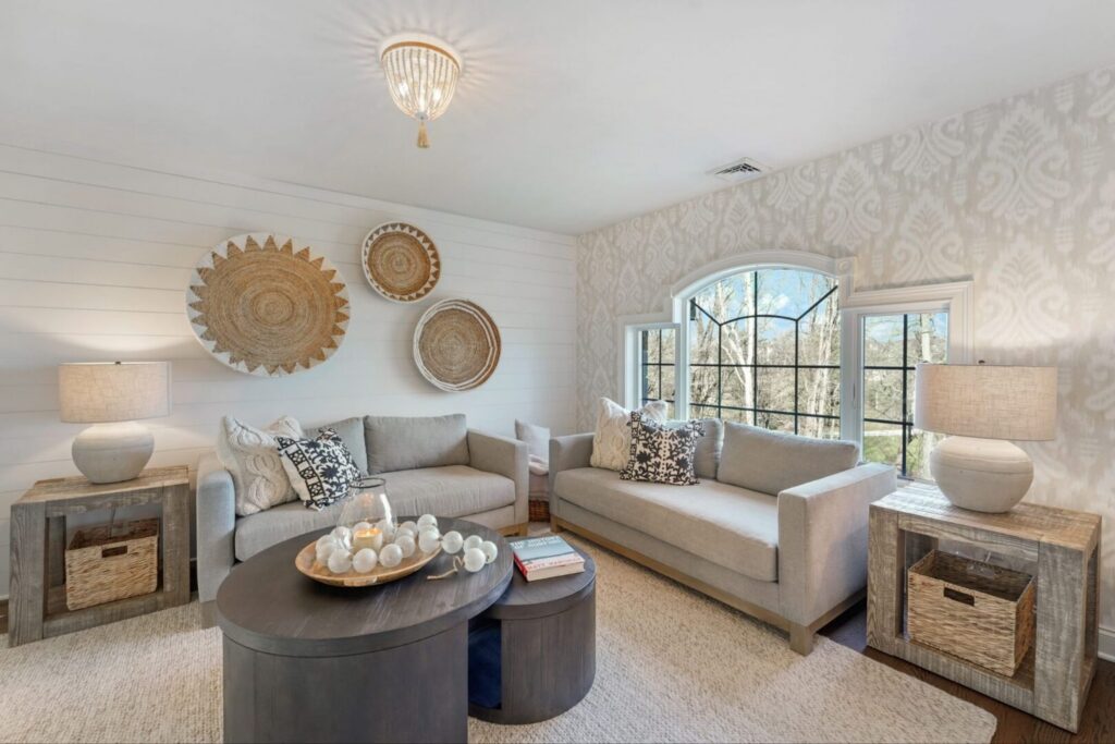 Rebuilt and renovated living room space.